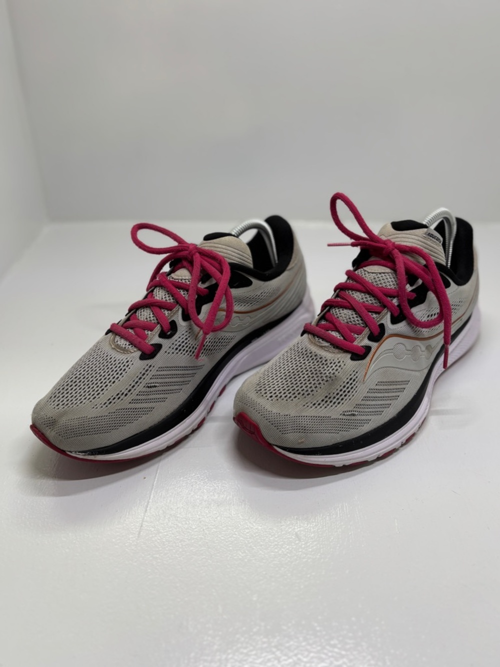 Saucony Ride 14 Womens 10 Running Shoes Fog Cherry Gray Pink S10650-55 - Picture 2 of 14